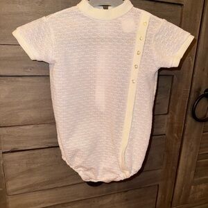 Vintage Bryan Heirloom White Knit Romper Bubblesuit 3-6 Months